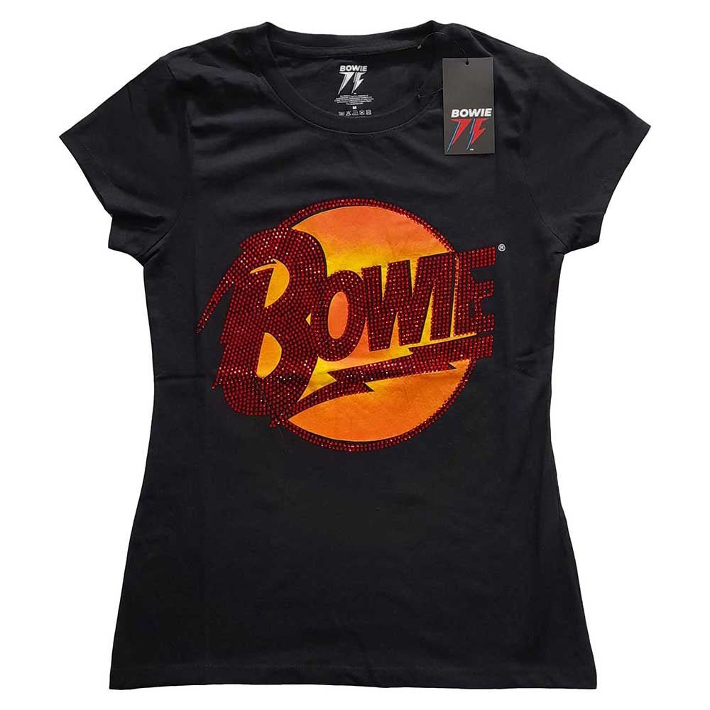 DAVID BOWIE デヴィッドボウイ - Diamond Dogs Logo / Embellished/ Diamante(ブランド) / Tシャツ / レディース - PGS